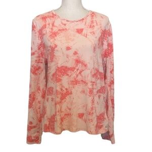 HANG TEN Women's Size XL Pink Tye Dye Long Sleeve Stretchy Sun Tee